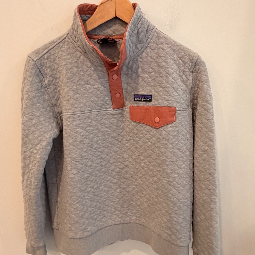 Patagonia Organic Cotton Quilt Snap-T Pullover Women S Gray Coral Flawed